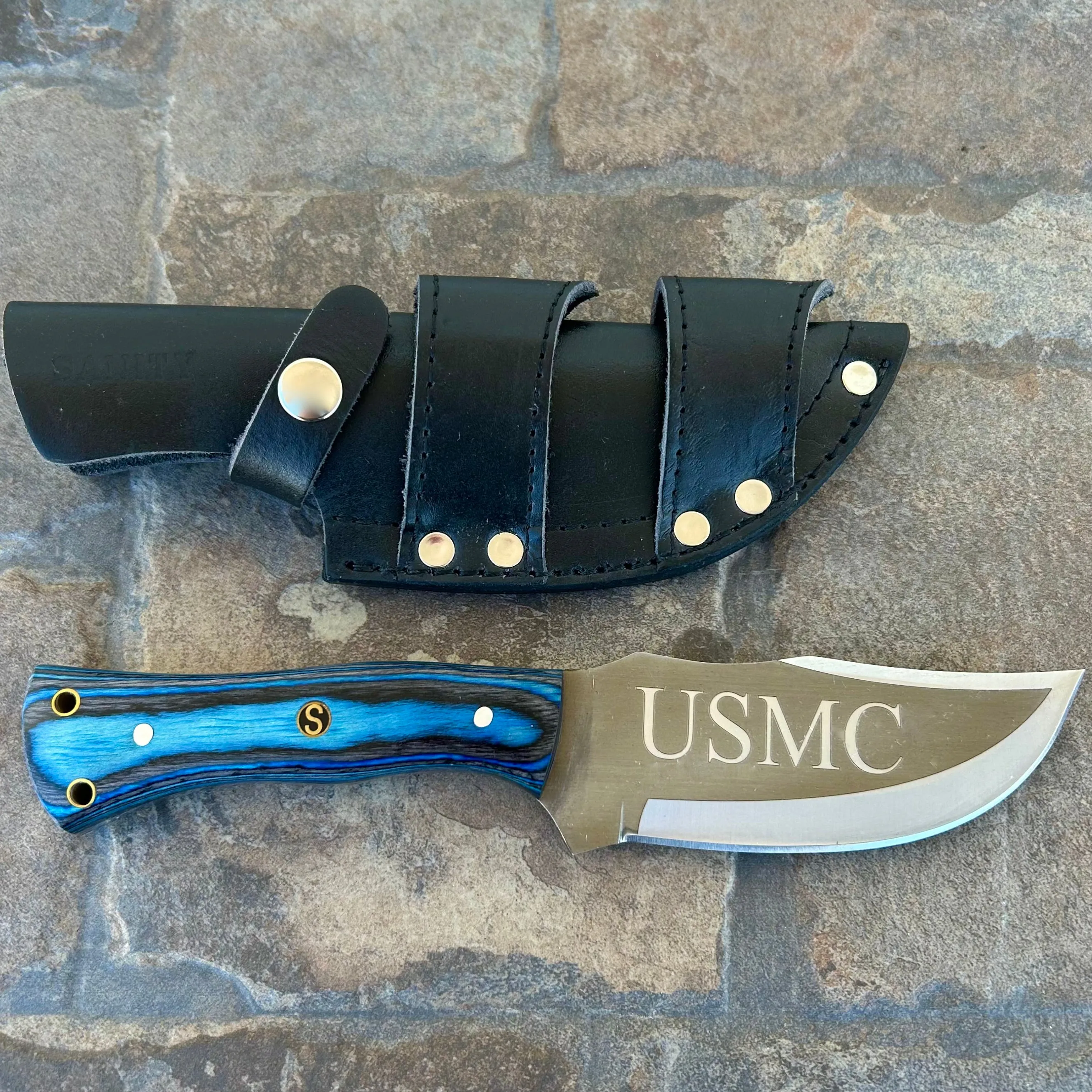 10” Rough Rider Series - USMC - Blue & Black Wood - D2 Steel - Horizontal & Vertical Carry - CUS51