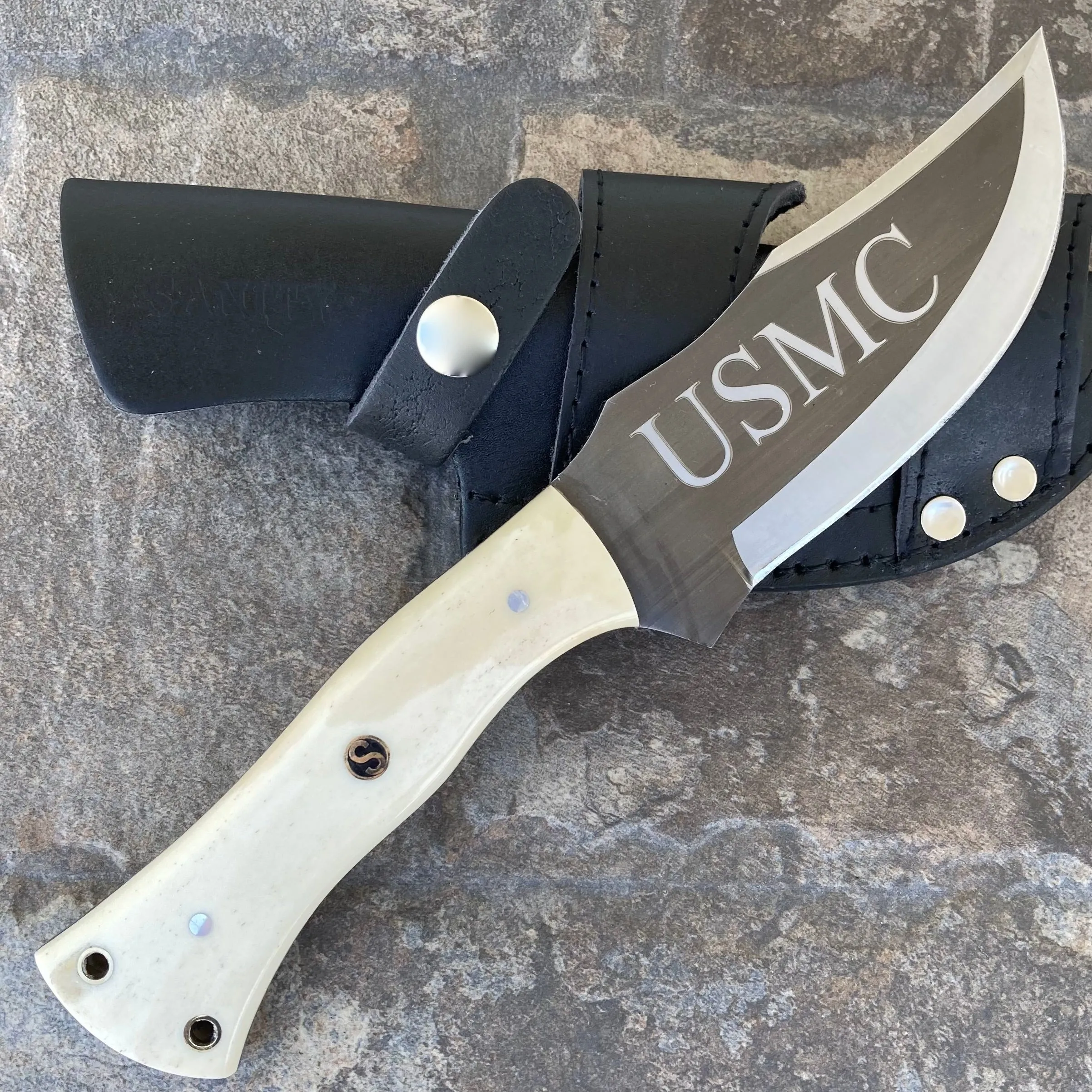 10” Rough Rider Series - USMC - Bone - D2 Steel - Horizontal & Vertical Carry - CUS50