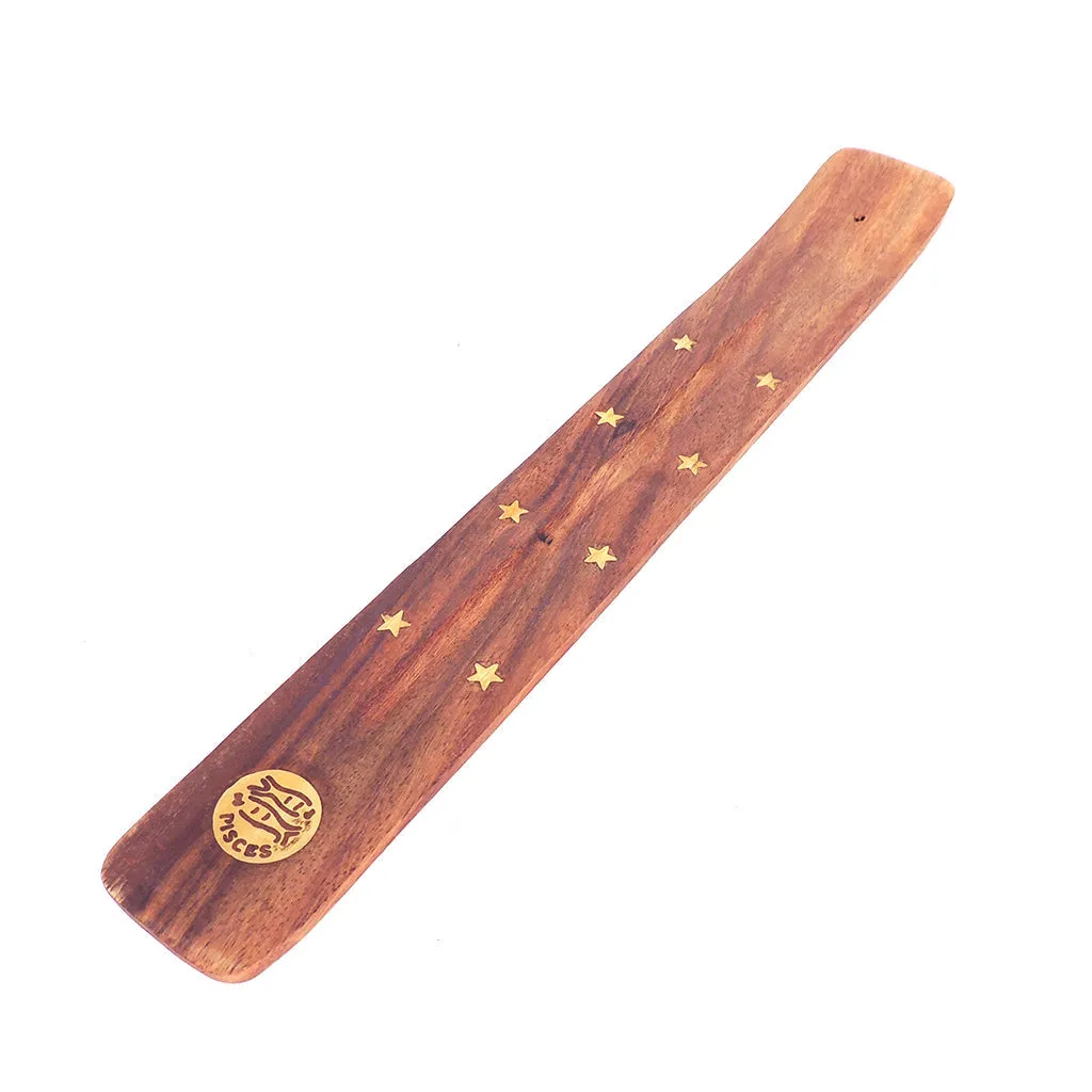 10" Wood Incense Holder - Astrology - Pisces