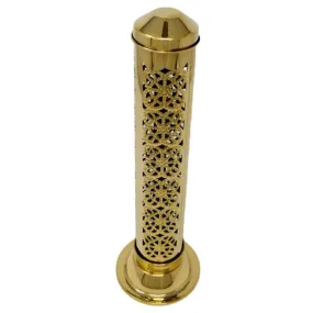 12" Carved Brass Tower Incense Burner