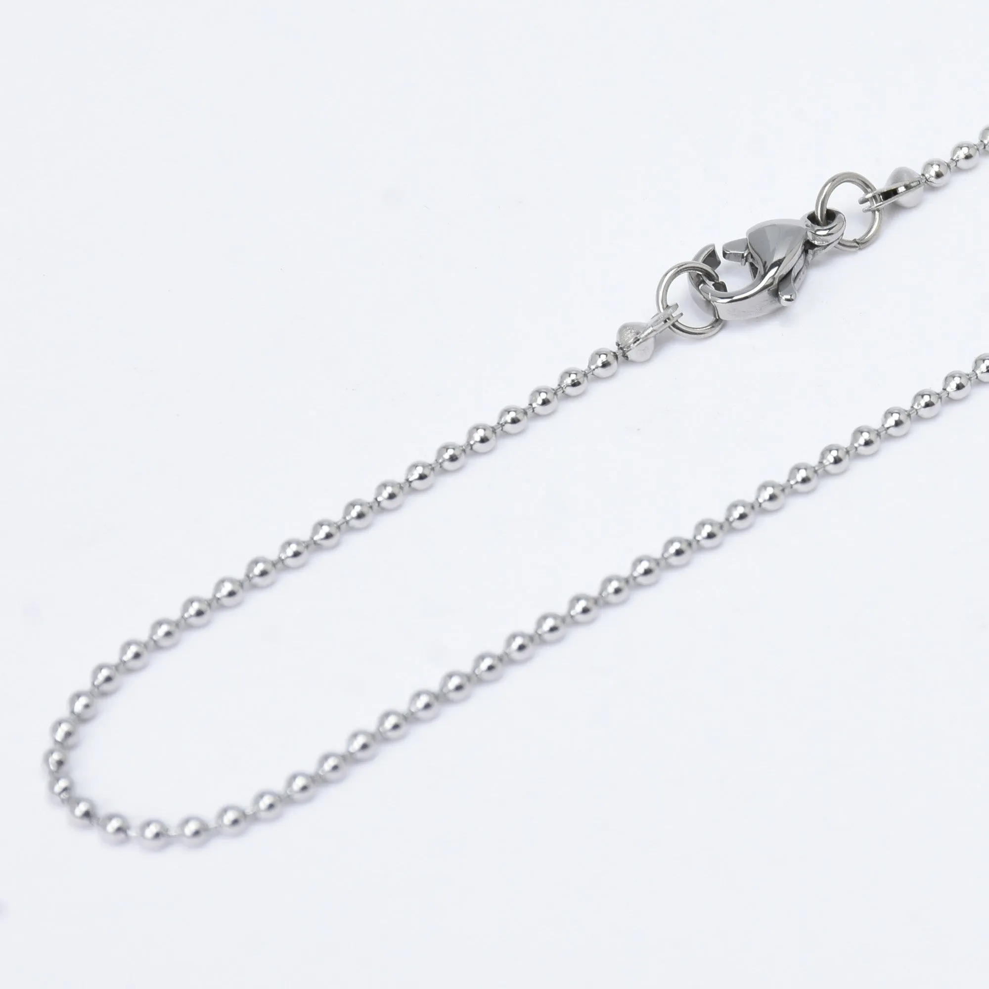 18 Stainless Steel Ball Chain Necklace 1.5mm bead chain Necklaces with Lobster Clasp Jewelry Making Findings 5pcs 102941