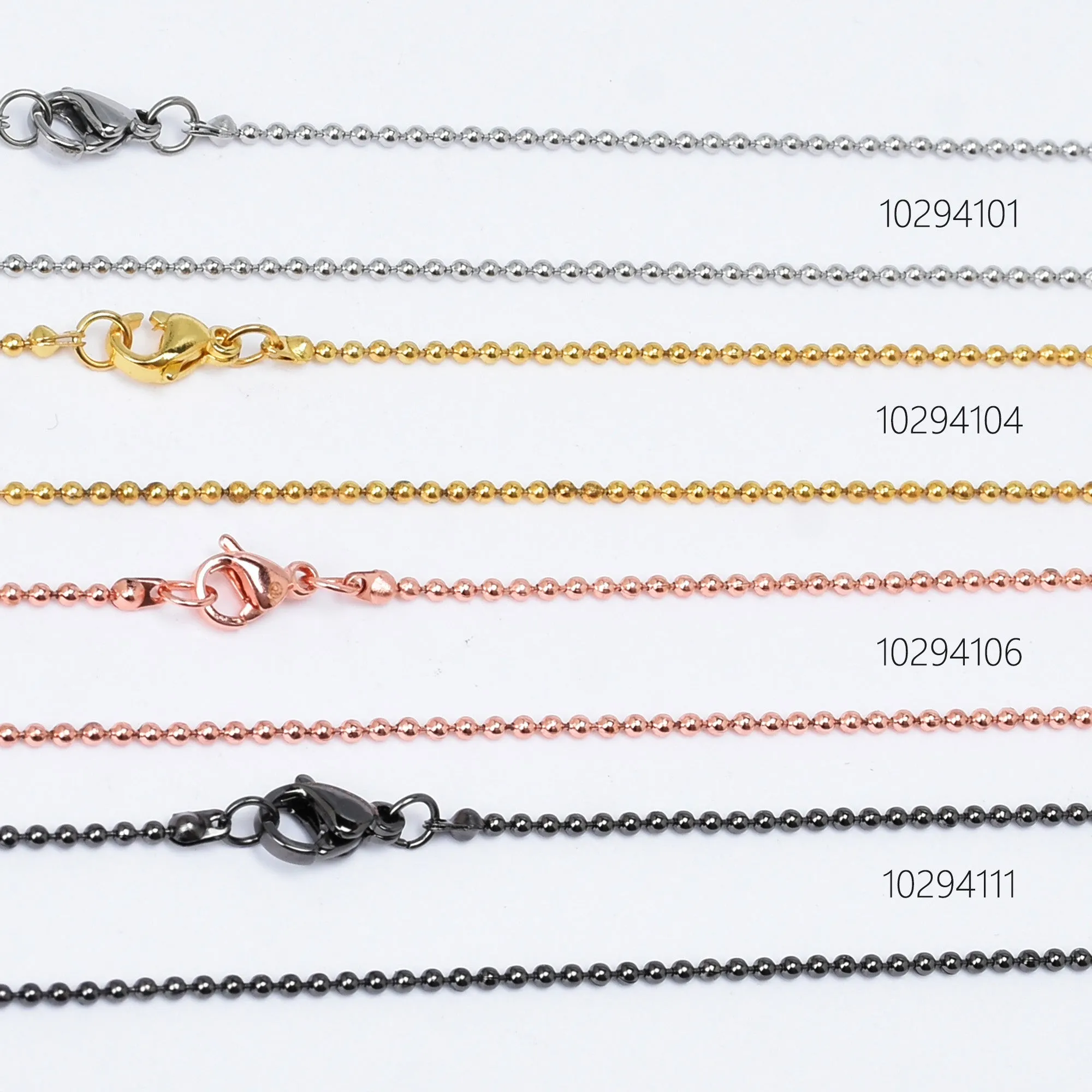 18 Stainless Steel Ball Chain Necklace 1.5mm bead chain Necklaces with Lobster Clasp Jewelry Making Findings 5pcs 102941