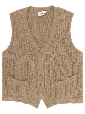 1940s Style Rufus Knitted Waistcoat in Oatmeal Beige