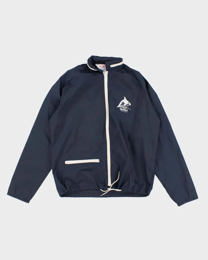 70's Vintage Men's Navy Sea World Wind Breaker Jacket - S