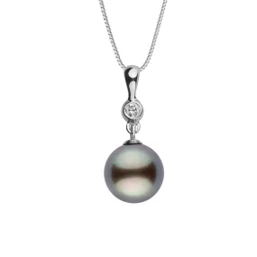 9.0-10.0 mm Tahitian Pearl and Diamond Romantic Pendant