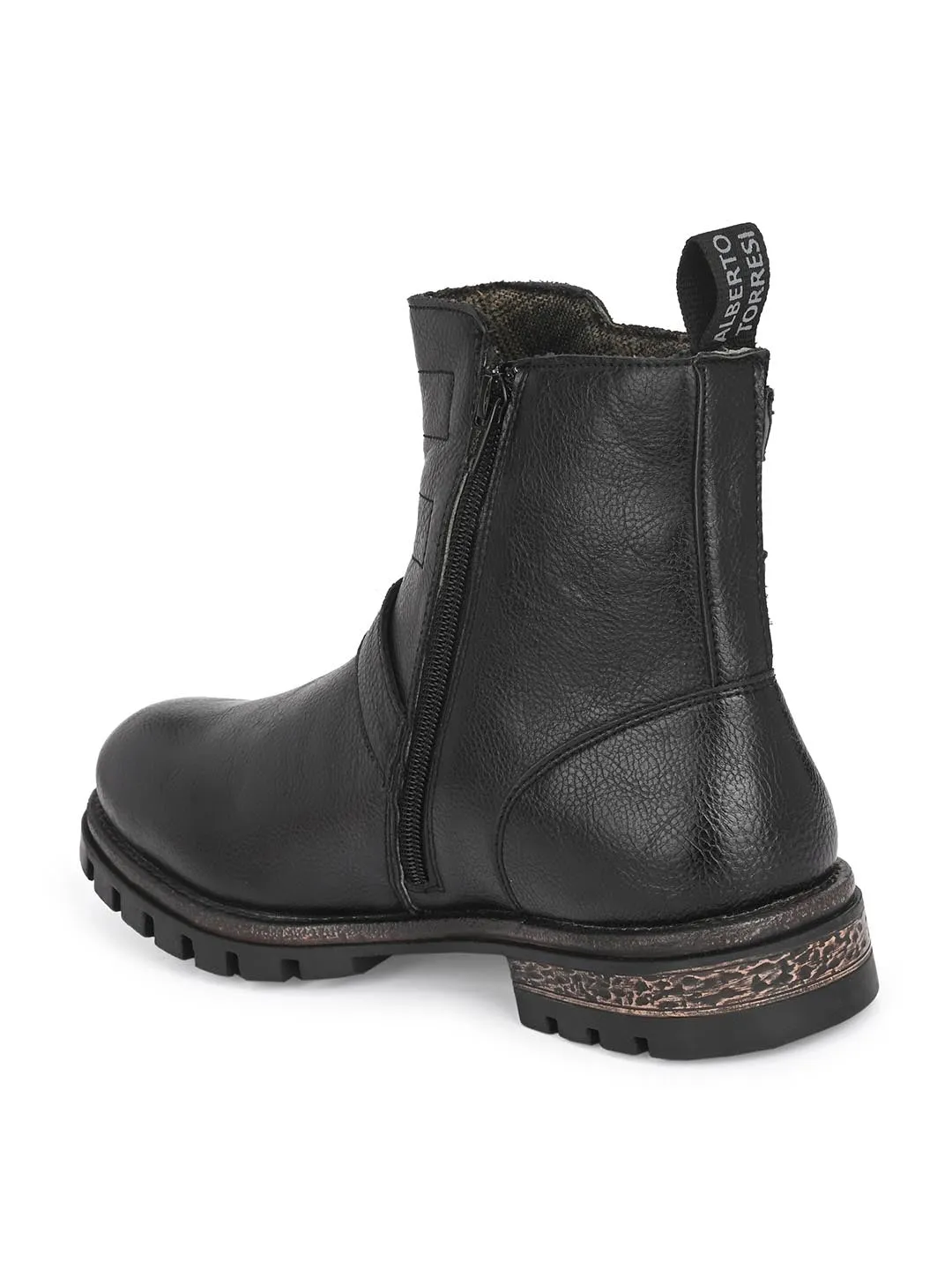 Alberto Torresi Ankel Higth And Zipper Boot With Metal Accent For Men