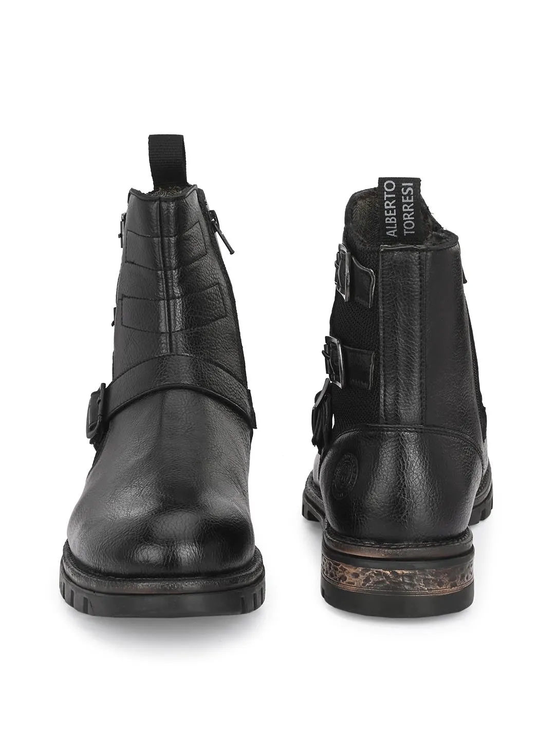 Alberto Torresi Ankel Higth And Zipper Boot With Metal Accent For Men