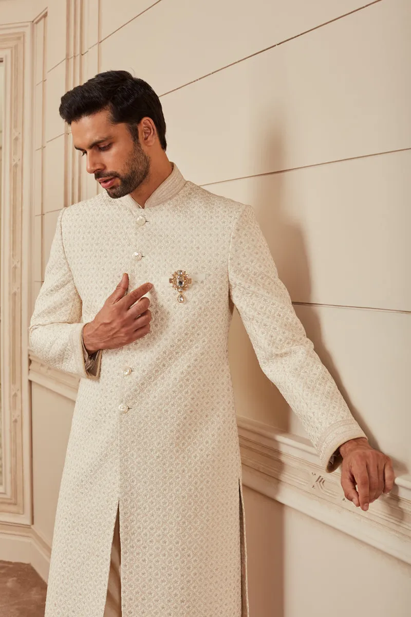 ALL-OVER DORI-EMBROIDERED QUILTED SHERWANI