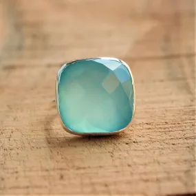 aqua chalcedony ring chalcedony jewelry 925 sterling silver ring wedding ring handmade gift ring statement ring women ring gemstone ring