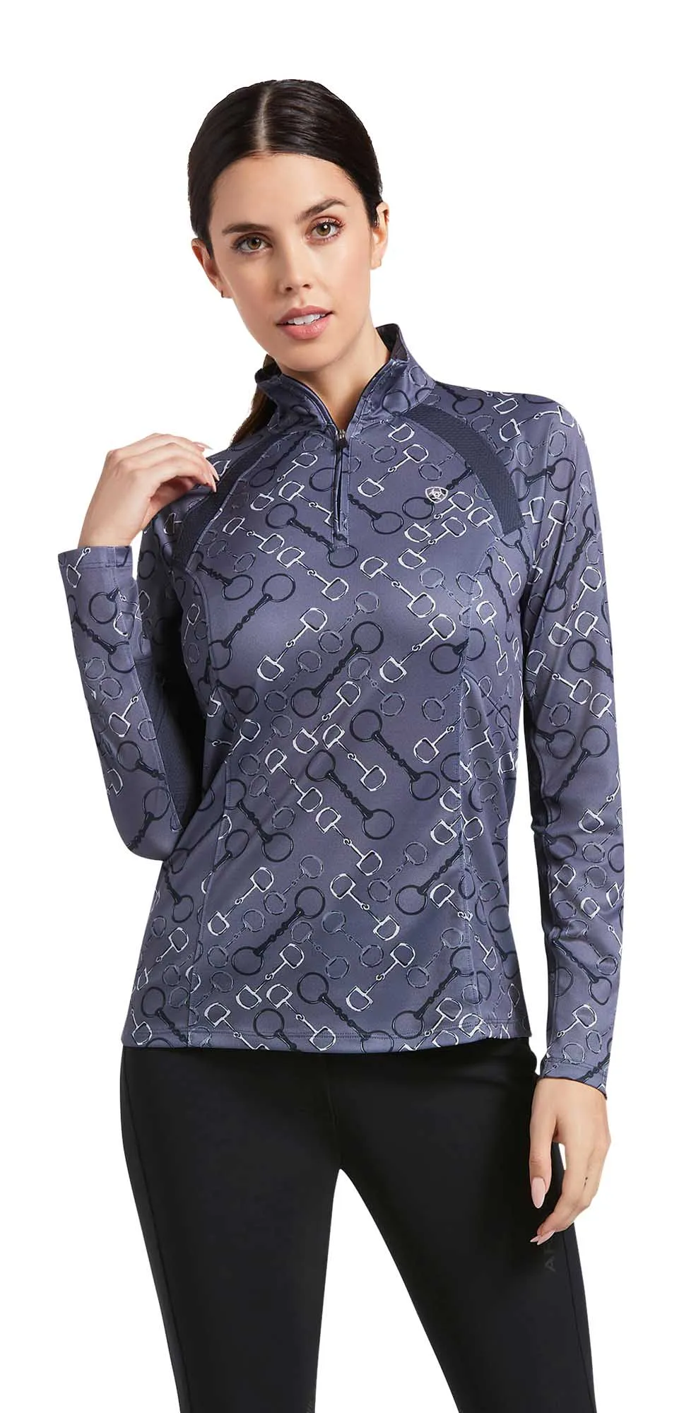 Ariat Women's Sunstopper 2.0 1/4 Zip Baselayer, Bit Print