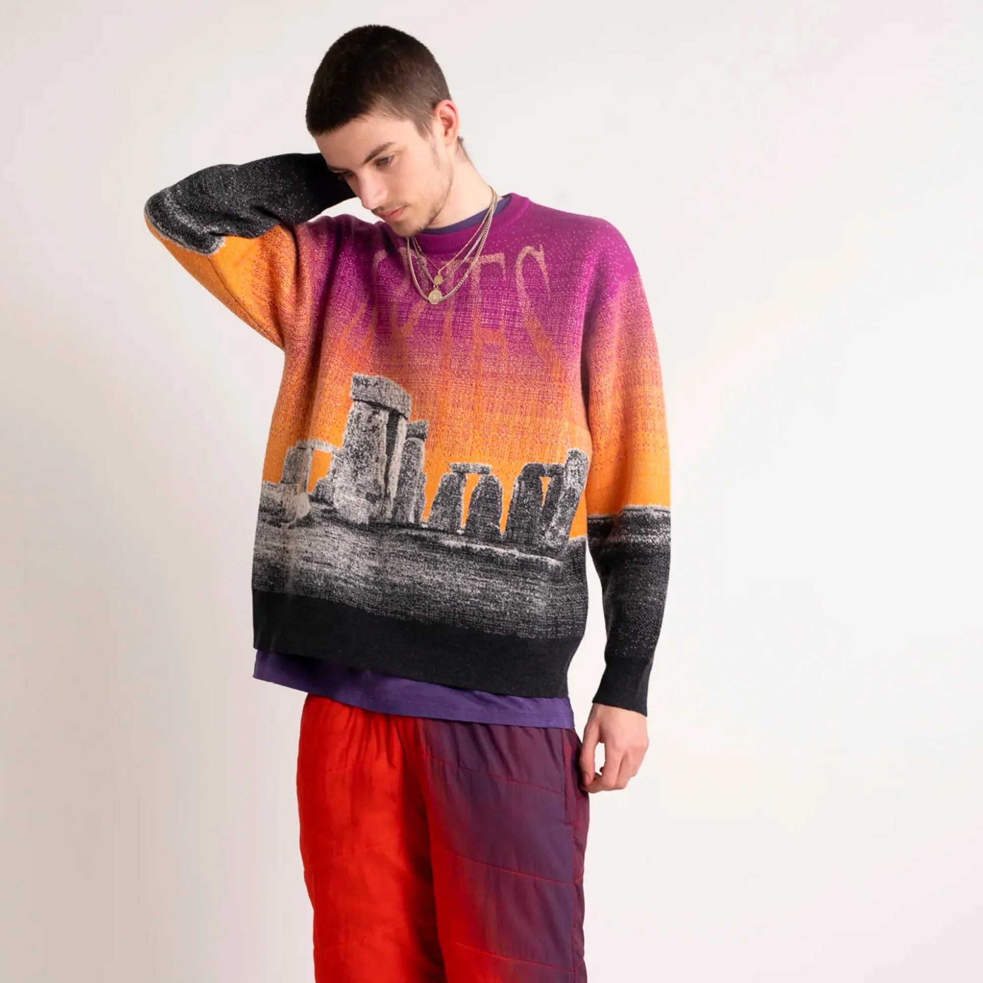 Aries Mens Henge Knit Crewneck Jumper