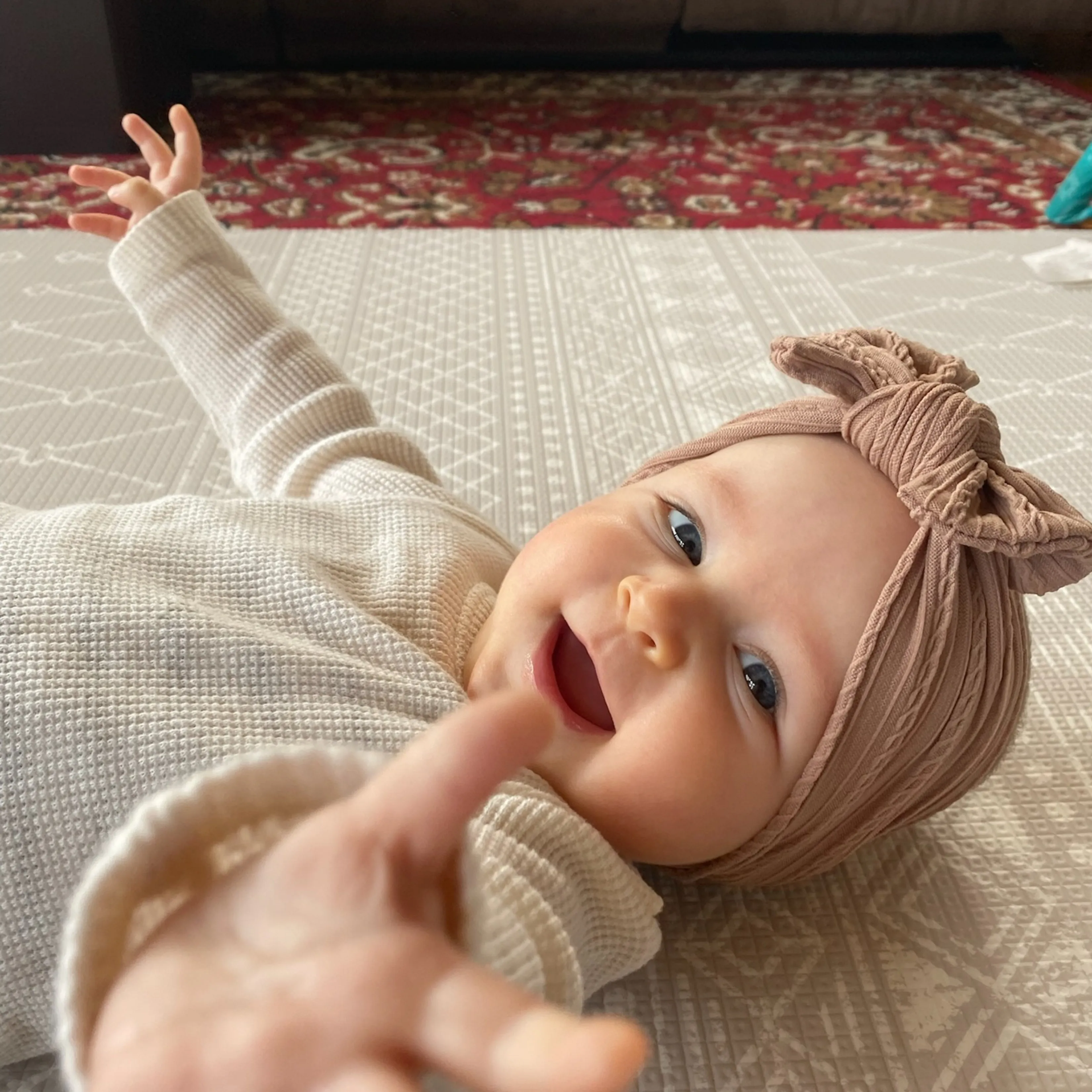 Baby Top Knot Single Bow Headband Peach