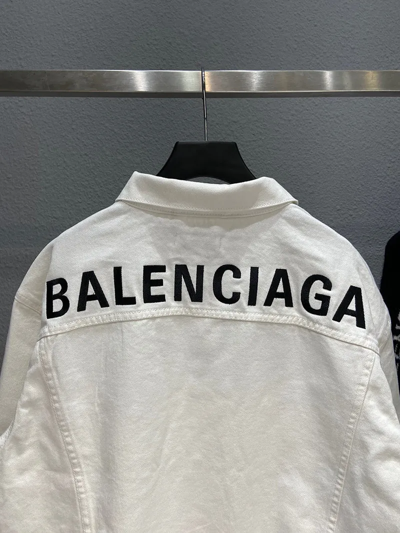 Balenciaga Embroidered Logo Jacket in white