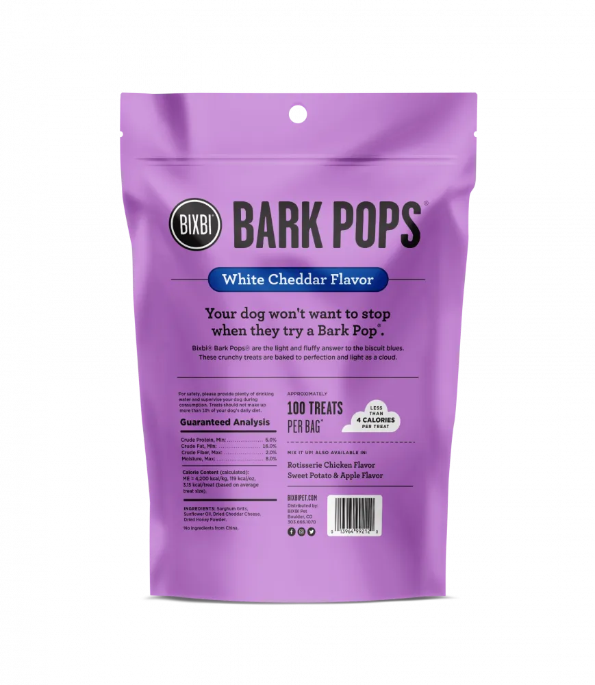 BIXBI Bark Pops White Cheddar Dog Treats