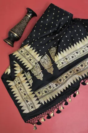 Black Color Pure Mashru Banarasi with Allover Zari Work