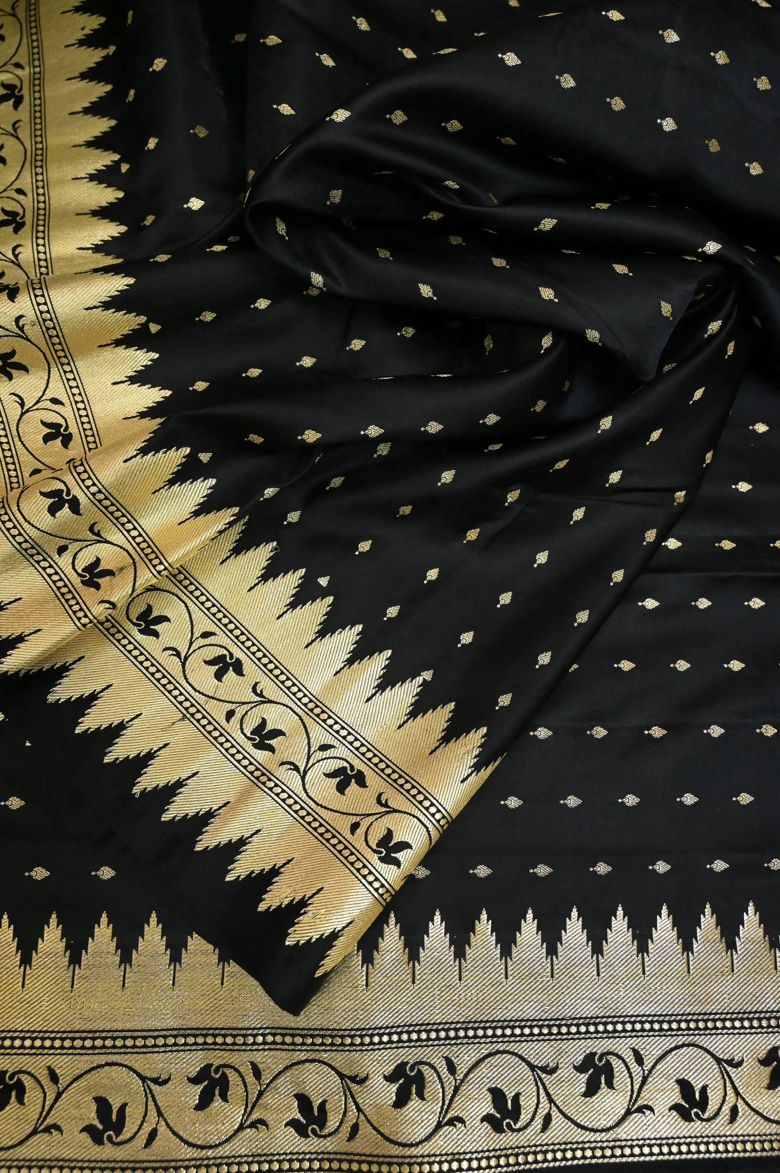 Black Color Pure Mashru Banarasi with Allover Zari Work