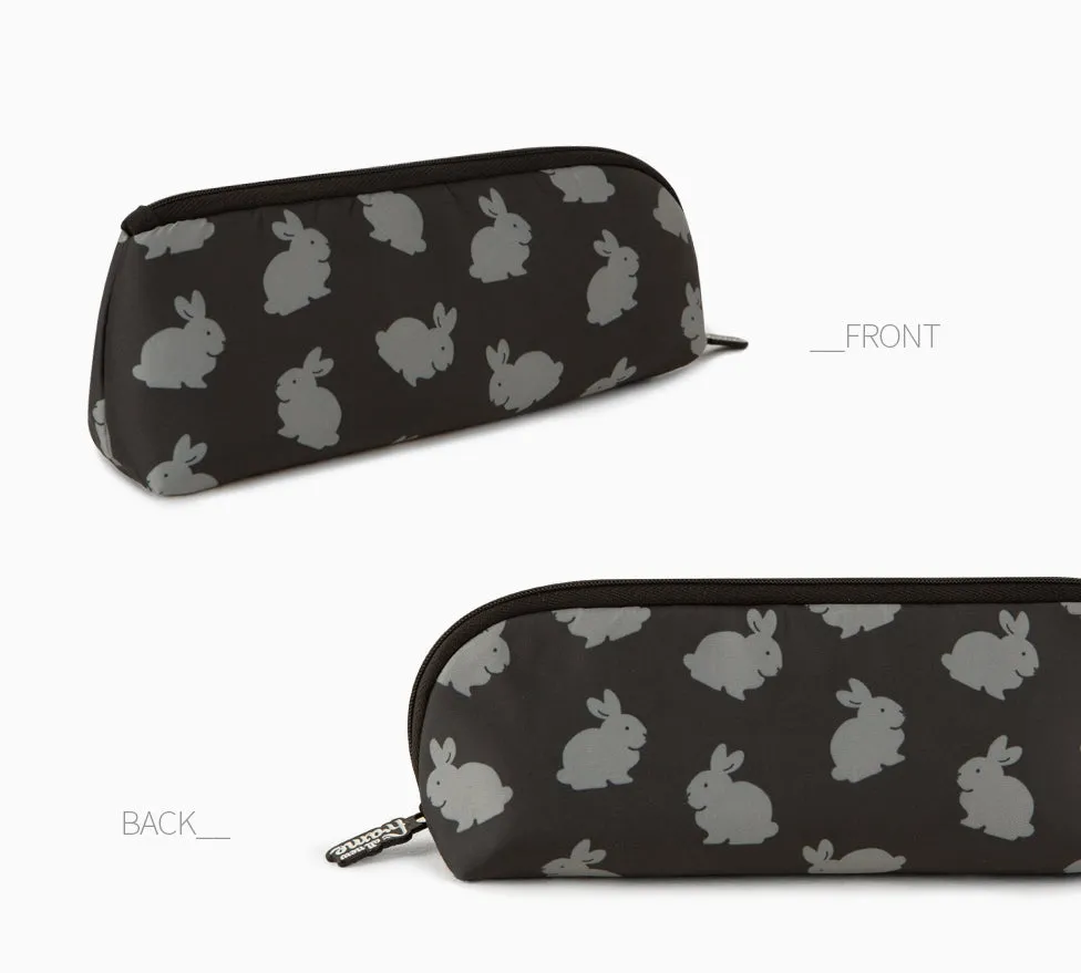 Black Rabbit Graphic Pencil Cases Stationery Zipper School 19cm Office Cosmetics Pouches Artists Designer Prints Gifts Bags Purses Students Girls Cute