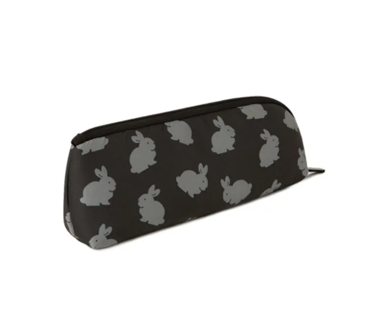 Black Rabbit Graphic Pencil Cases Stationery Zipper School 19cm Office Cosmetics Pouches Artists Designer Prints Gifts Bags Purses Students Girls Cute