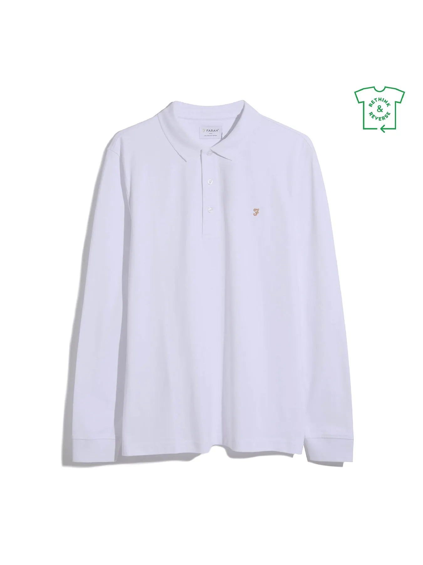 Blanes Organic Cotton Long Sleeve Polo Shirt In White