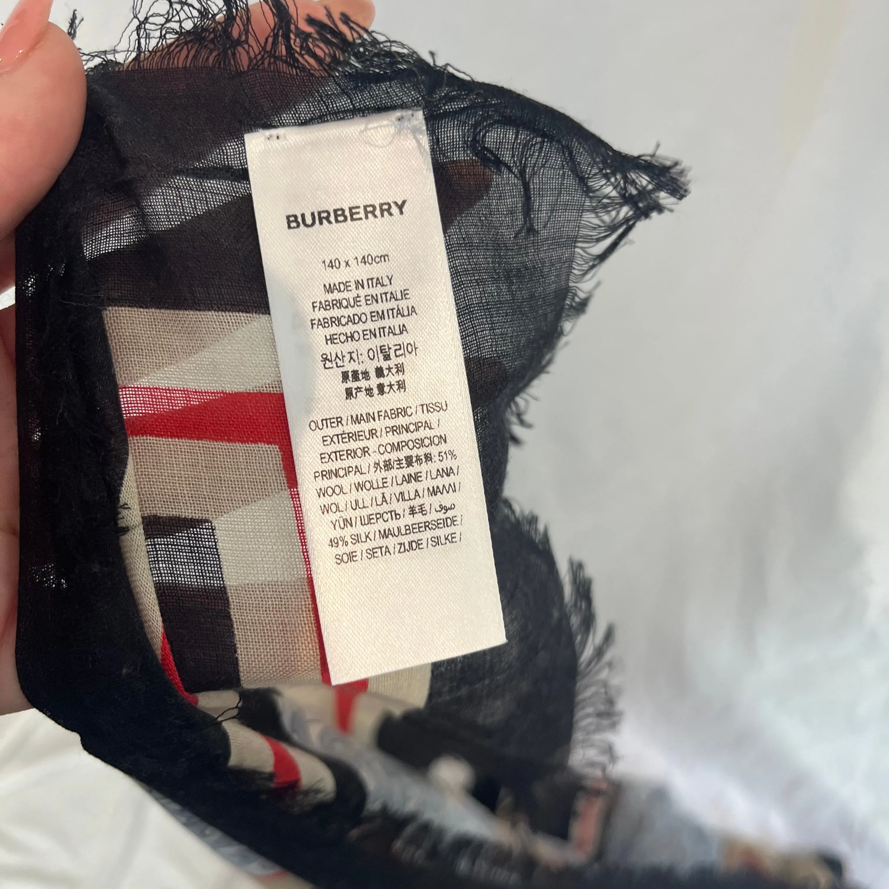 Burberry Brand New Grey Logo Wool & Silk Scarf