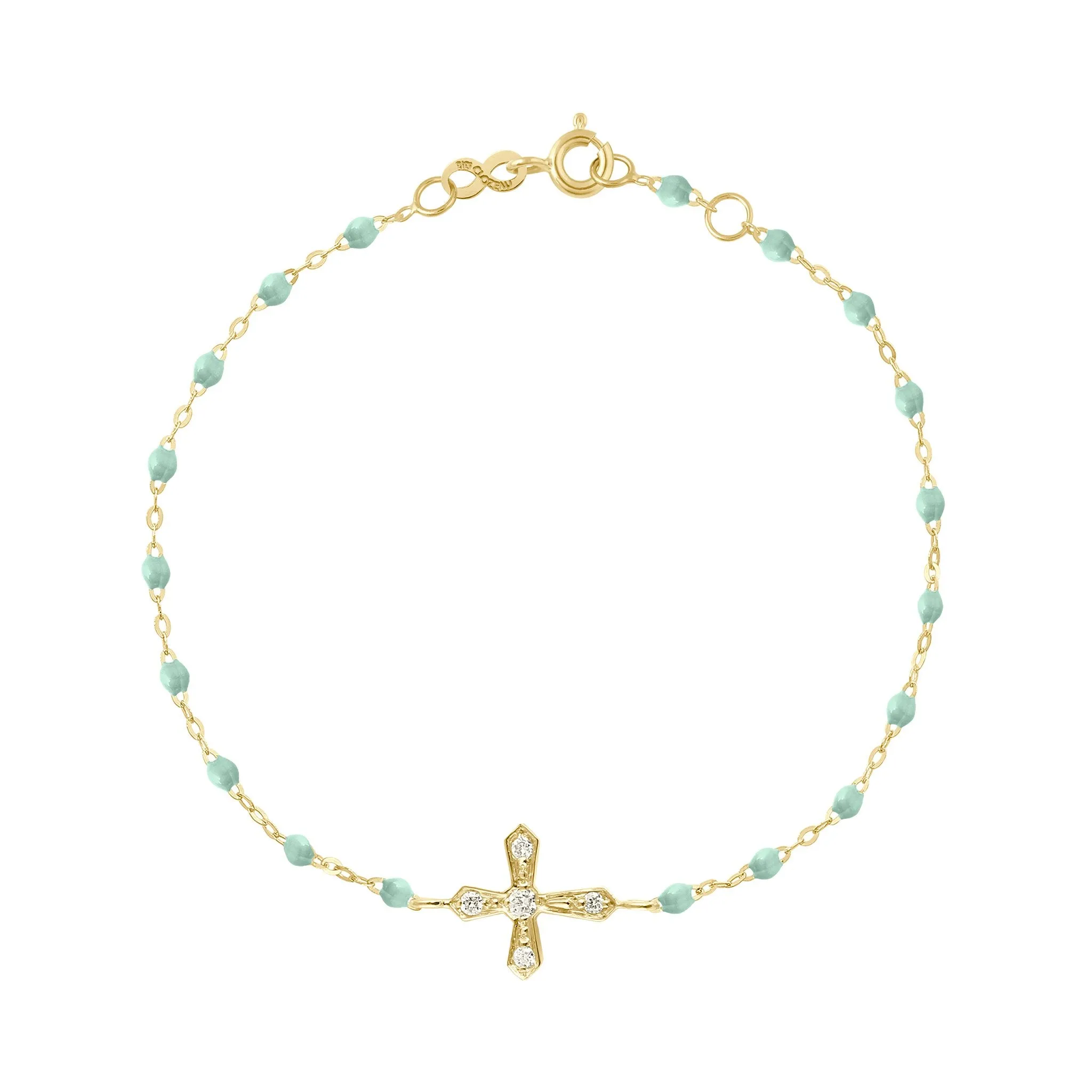 Classic Cross Vintage Diamond Jade bracelet, Yellow Gold, 6.7"