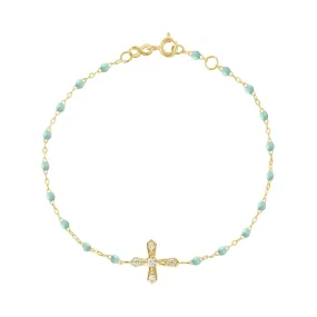 Classic Cross Vintage Diamond Jade bracelet, Yellow Gold, 6.7"