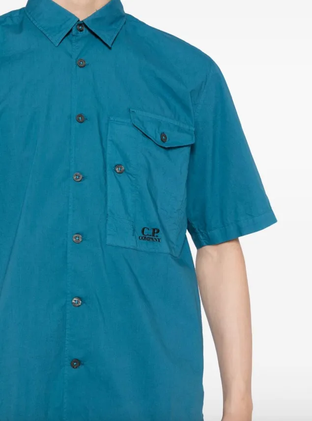 C.P. Company logo-embroidered cotton shirt