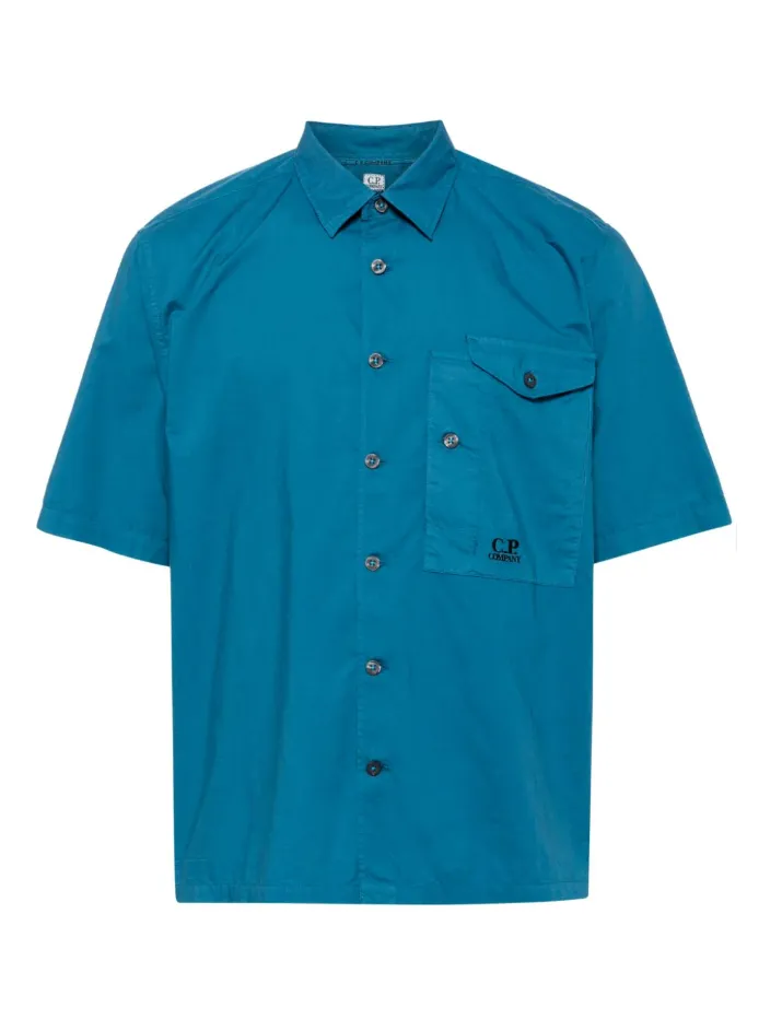 C.P. Company logo-embroidered cotton shirt