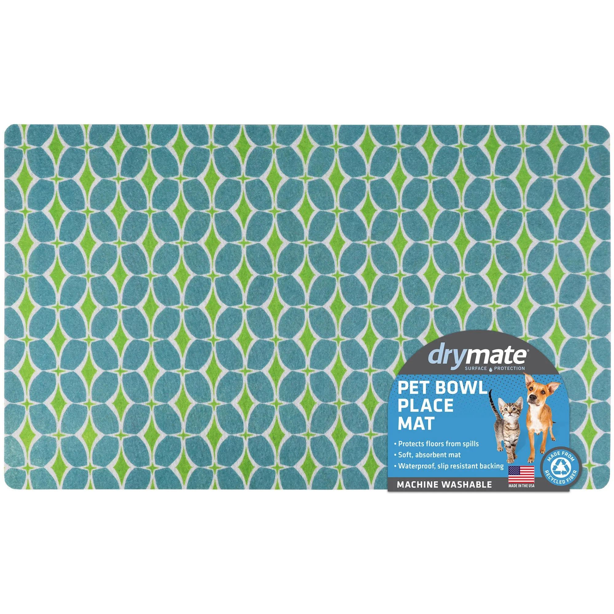 Drymate Pet Placemat, Blue/Green