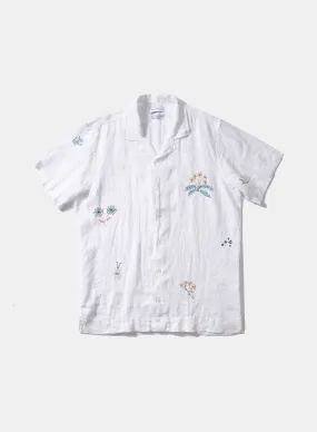 Edmmond Studios Grass Shirt Embroidered Linen S/S Shirt