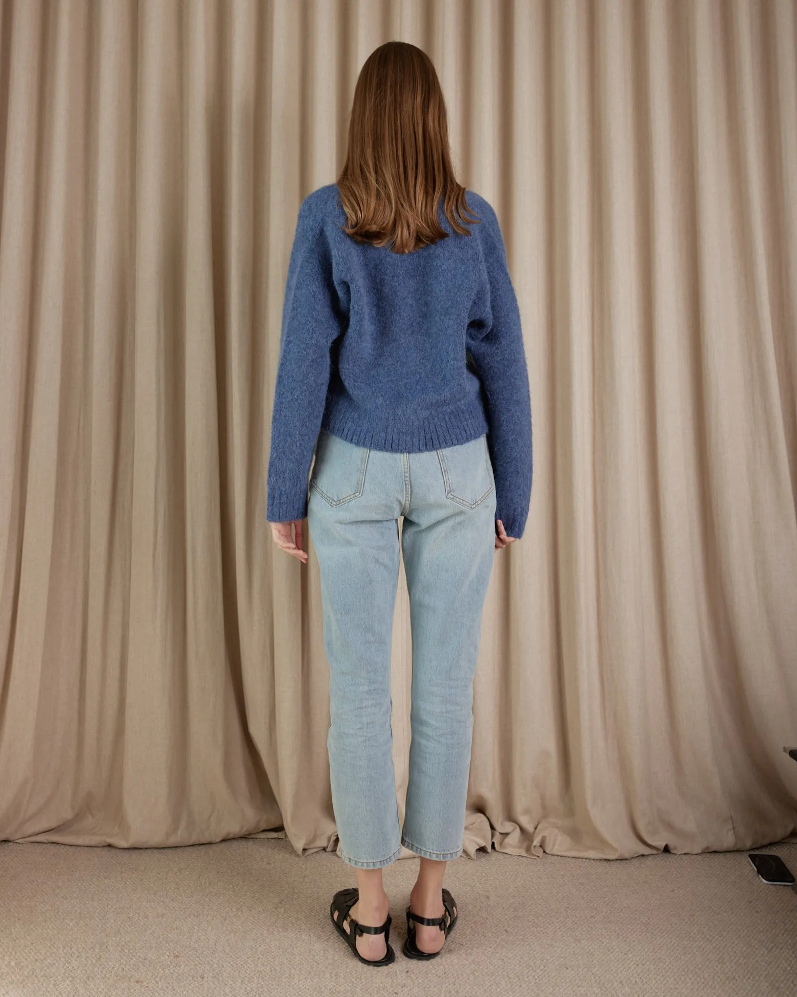 Elea Cropped Alpaca Cardigan - Blue