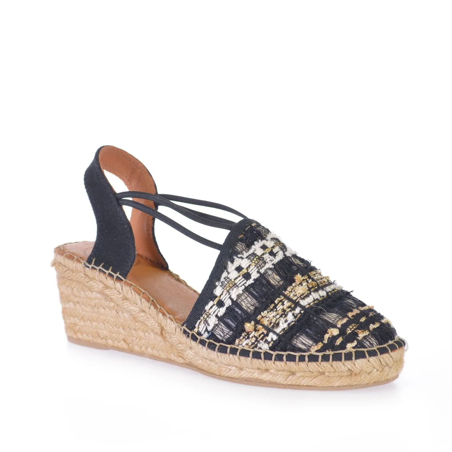 Embroidered Cotton Blend Wedge Espadrille for Women - Tania-CC