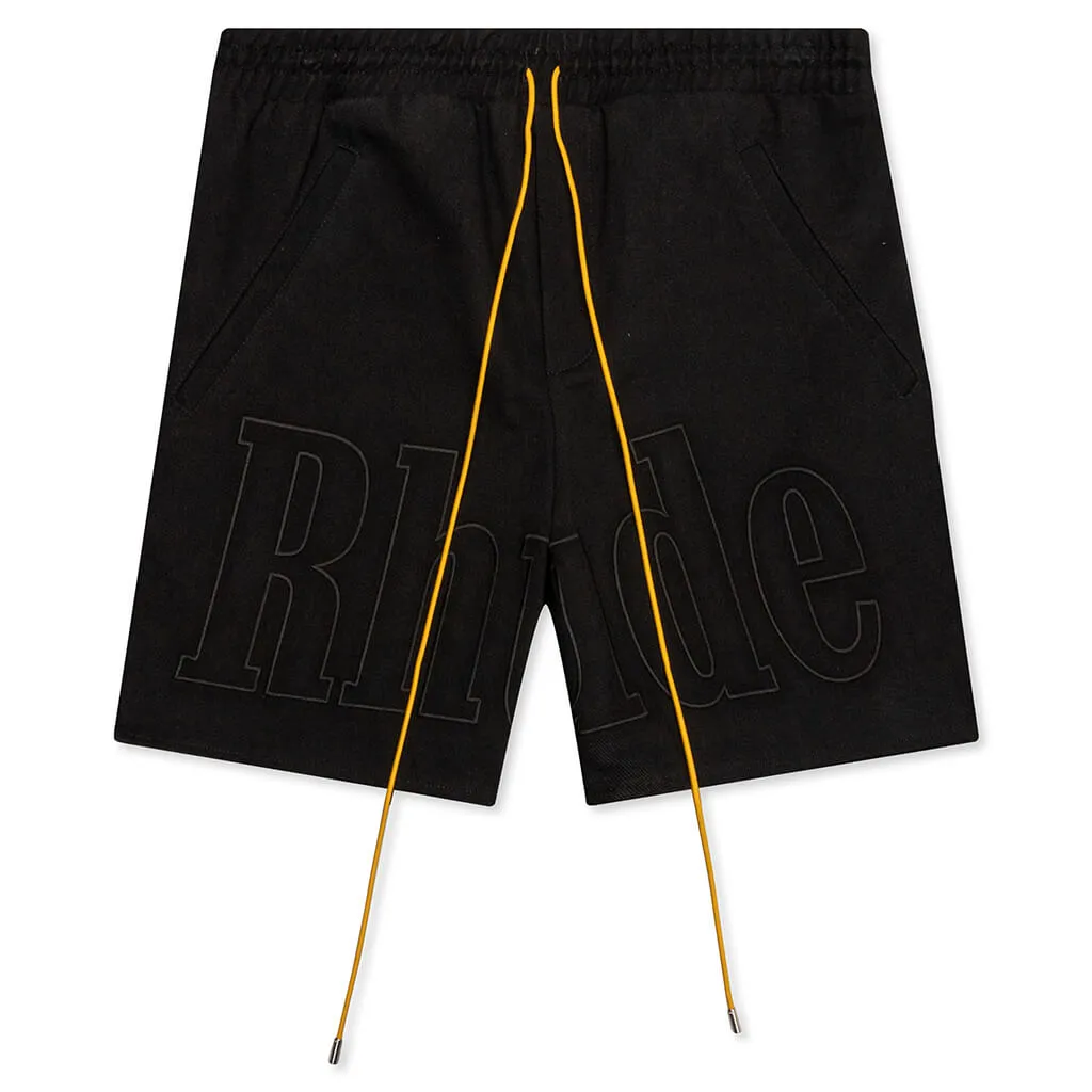 Embroidered Twill Logo Short - Black