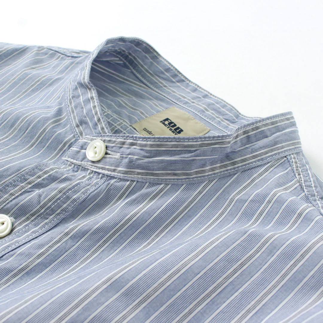 FOB FACTORY / F3488 striped band collar shirt