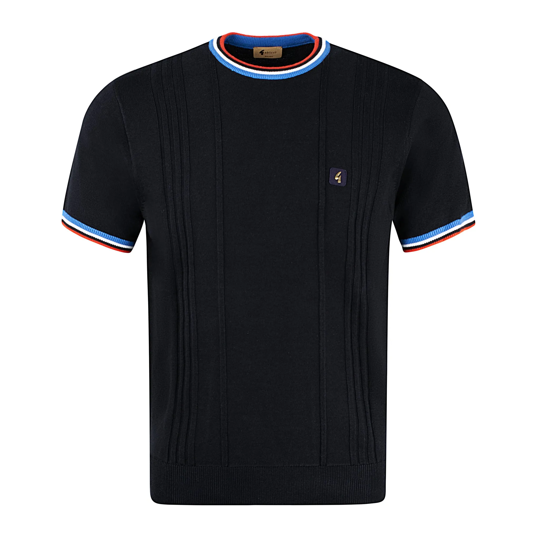 Gabicci Vintage Saturn Knit T-Shirt Navy