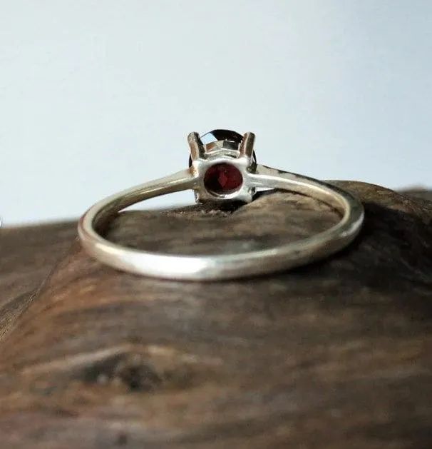 Garnet Mini Statement 925 Sterling Silver Handmade Ring