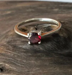 Garnet Mini Statement 925 Sterling Silver Handmade Ring