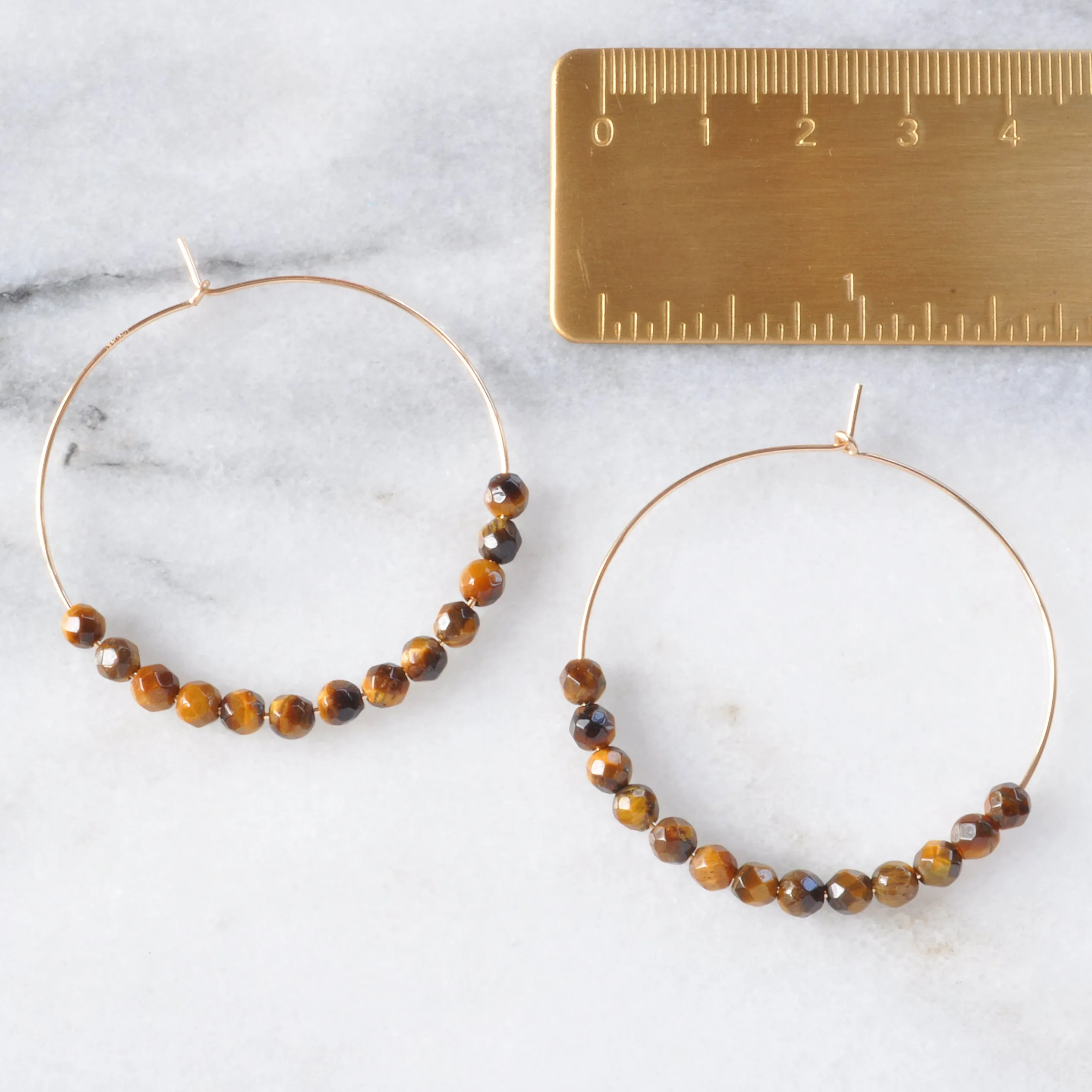 Gemstone 45mm Gold Filled Hoop Earrings