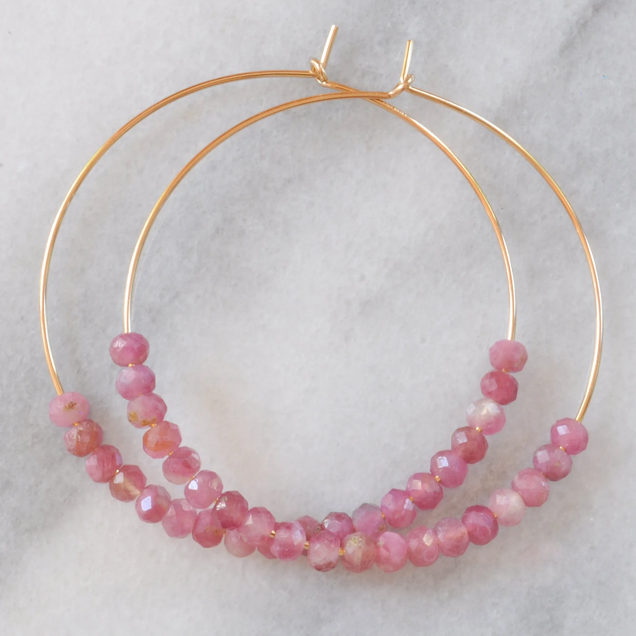 Gemstone 45mm Gold Filled Hoop Earrings