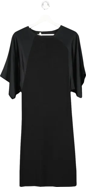 GIvenchy Black Merino Wool Dress With Silk Sleeves UK M