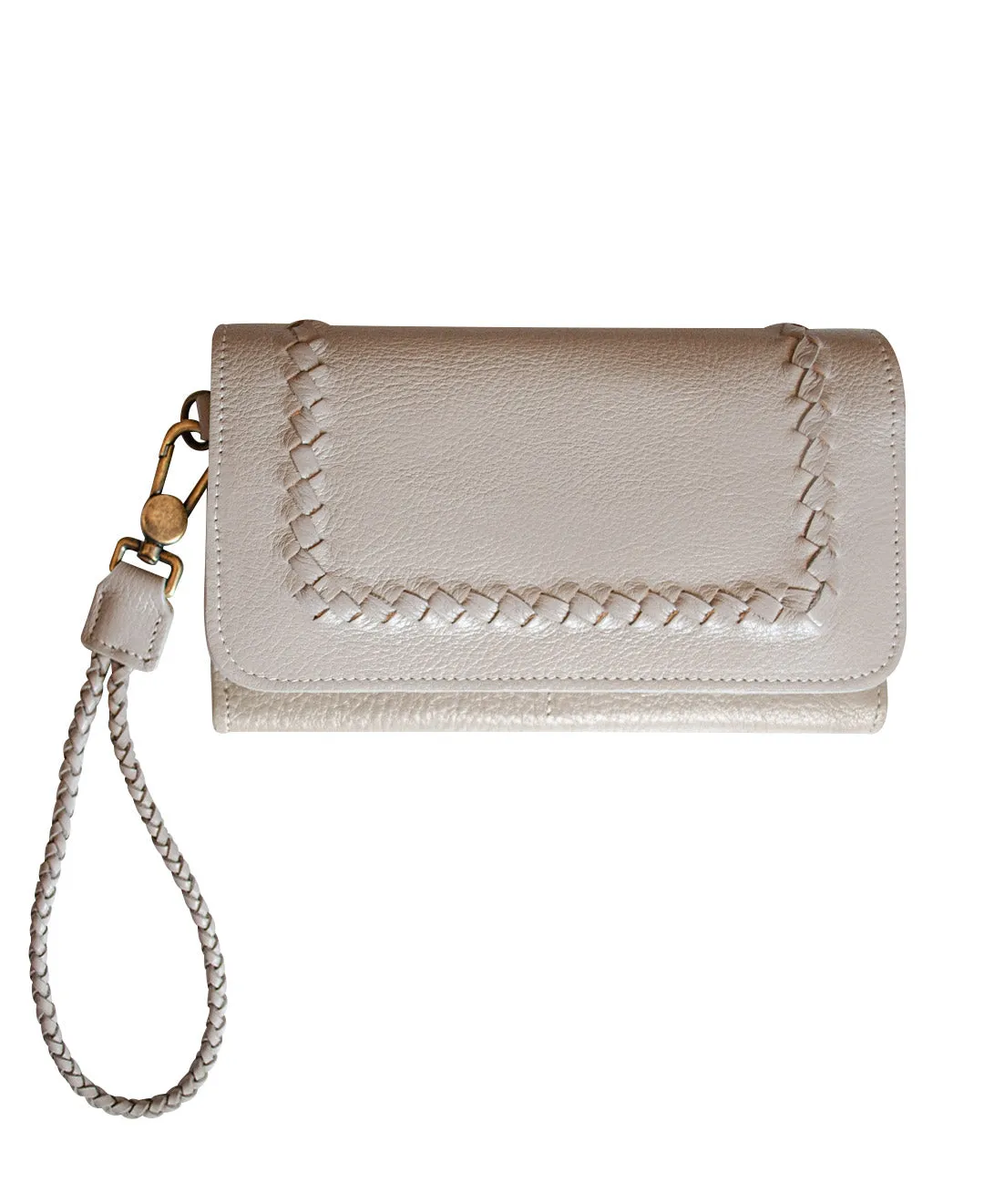 Gray Taupe Leather MILA Wristlet Wallet