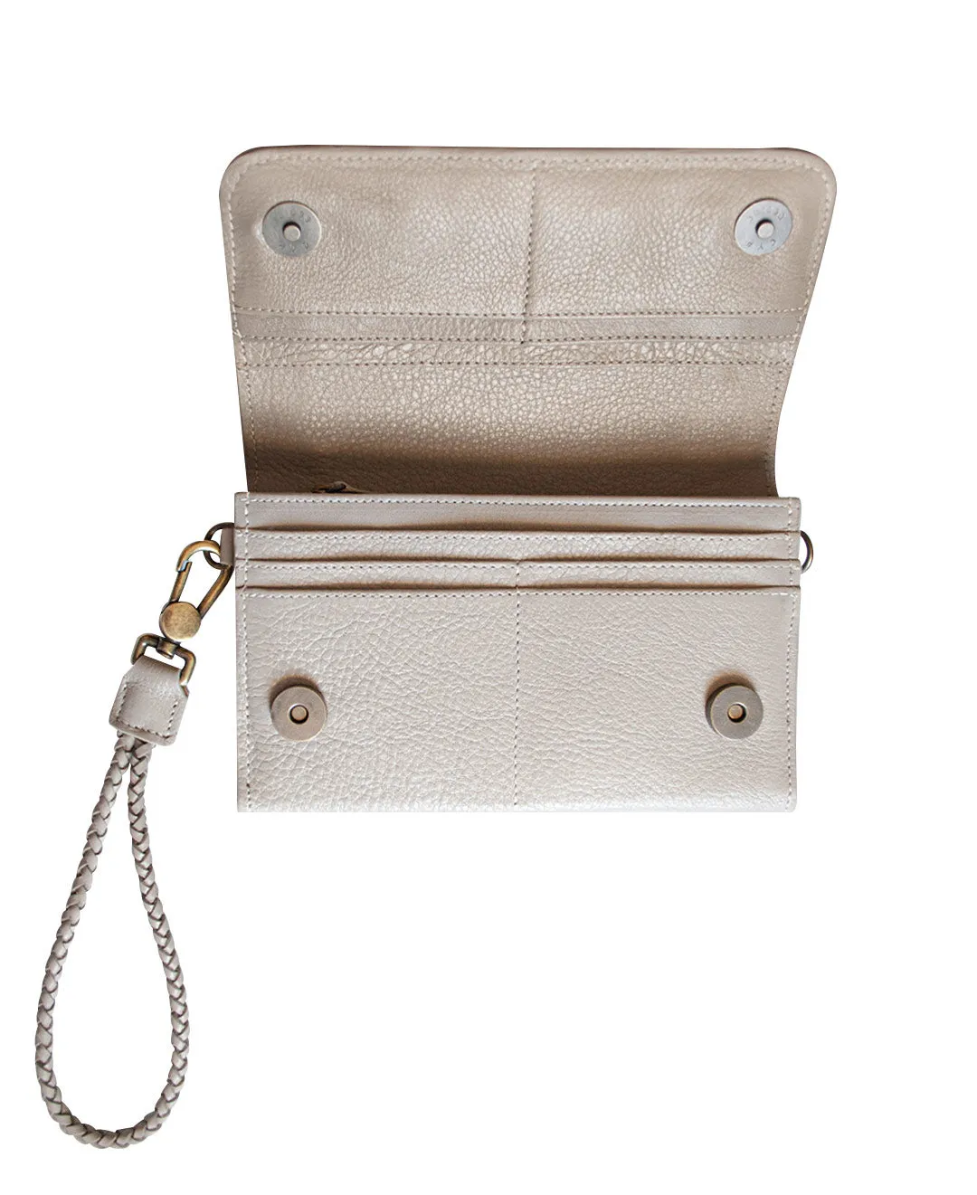 Gray Taupe Leather MILA Wristlet Wallet