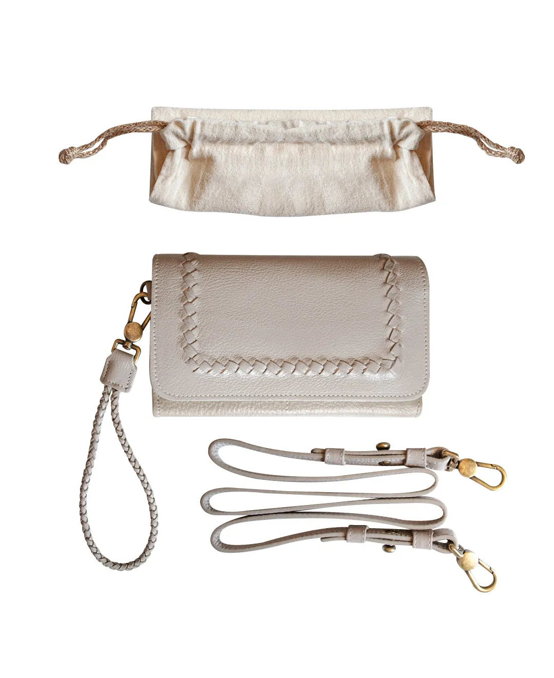 Gray Taupe Leather MILA Wristlet Wallet