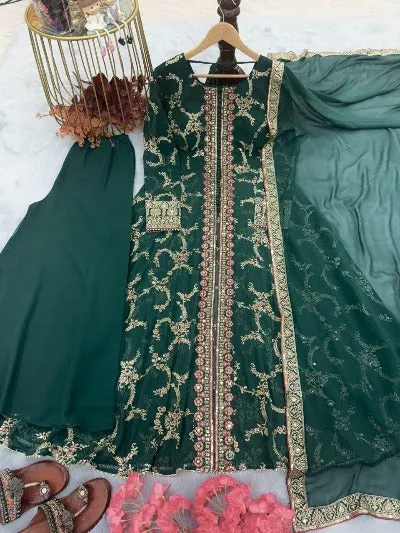 Green Georgette Embroidered Suit UK Next Day