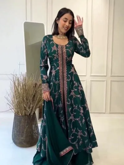 Green Georgette Embroidered Suit UK Next Day