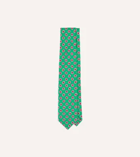 Green Hexagon Tile Print Silk Self-Tipped Tie