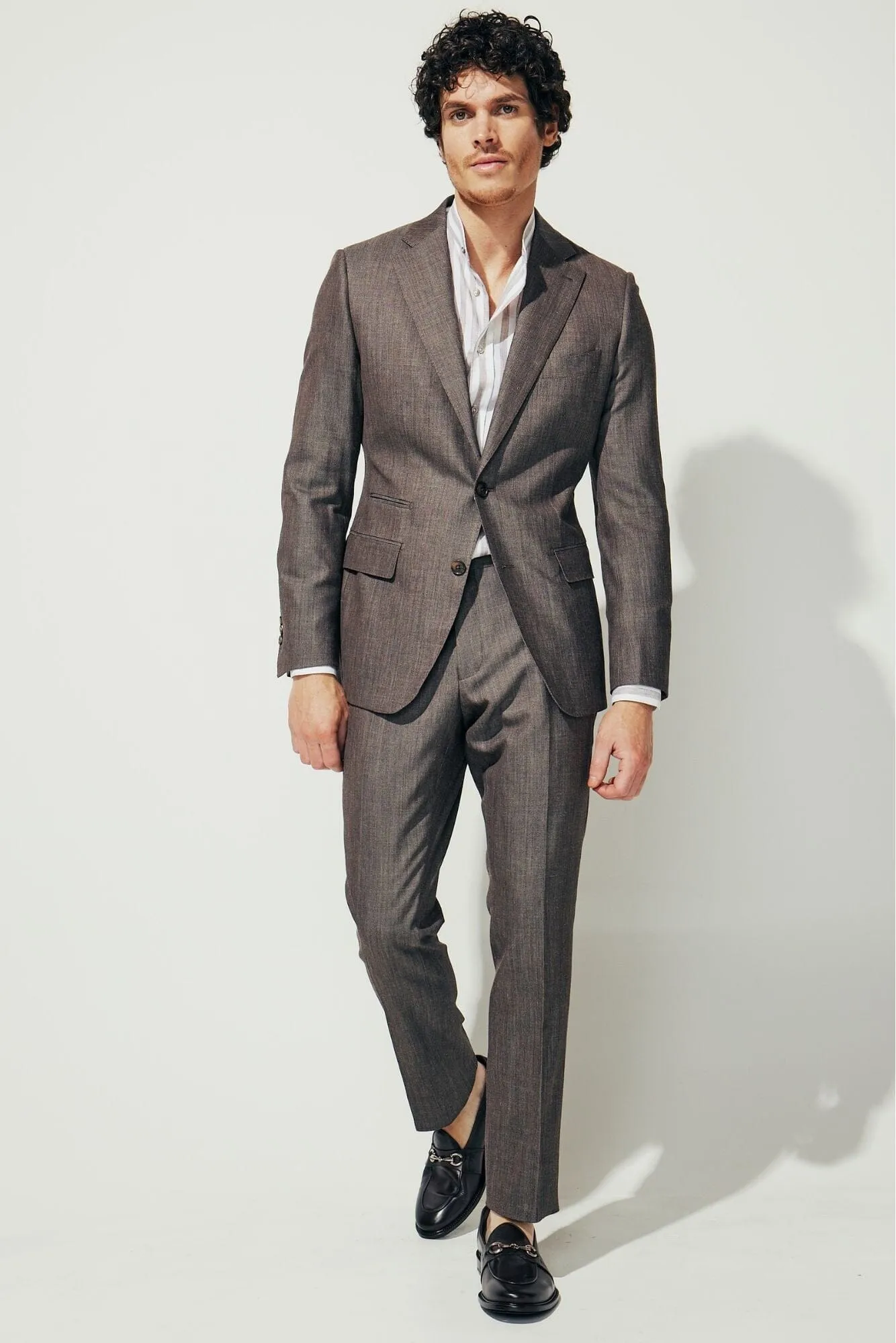 Greyson Suit - Lt Brown Grain Wool Silk Linen