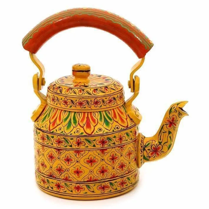 Hand-painted Stunning Kaushalam Teapot: Yellow