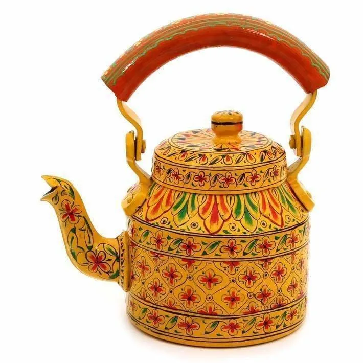 Hand-painted Stunning Kaushalam Teapot: Yellow