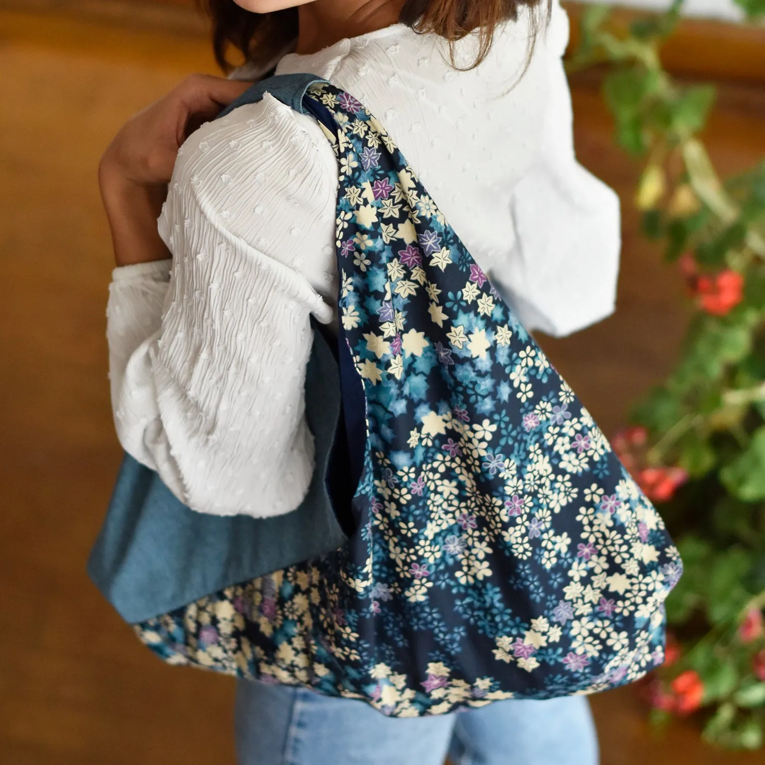 *Handmade* Origami bag | Market bag | Blue floral